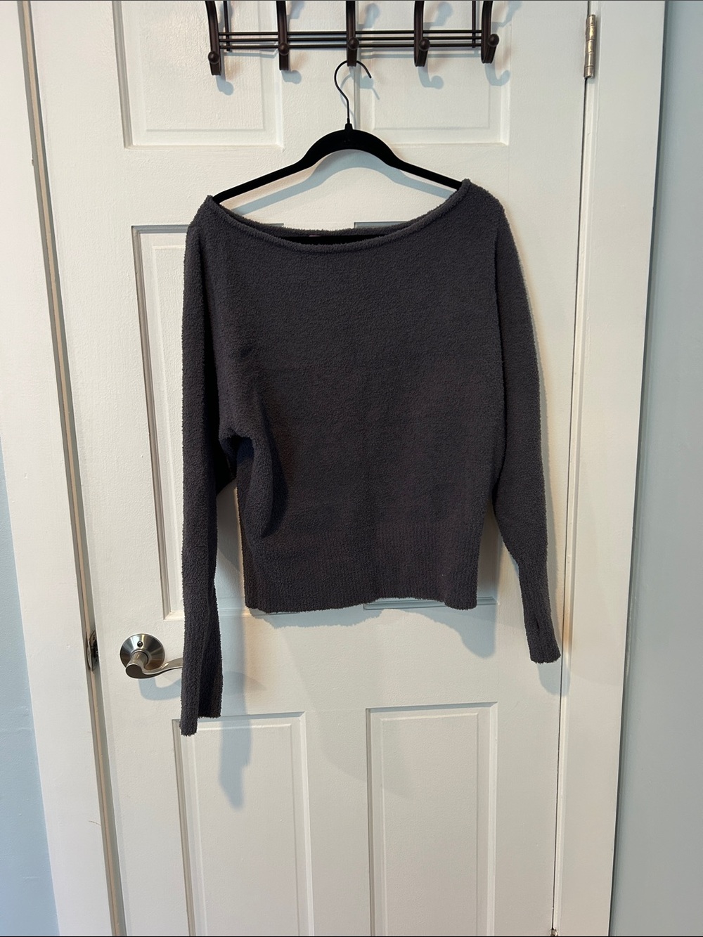 Edikted Off-the-Shoulder Sweater in Charcoal Gray